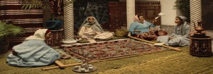 Moorish women making Arab carpets, Algiers c. 1899